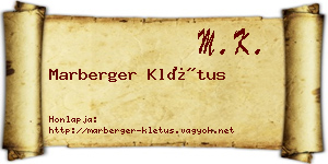 Marberger Klétus névjegykártya